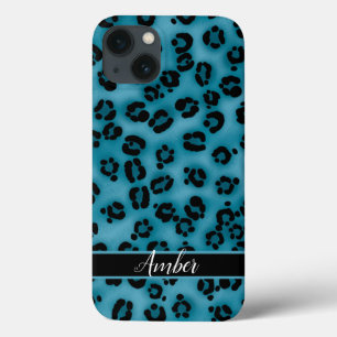 Blue Black Leopard Print Personalisiert Case-Mate iPhone Hülle