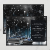 Blue & Black Limo Night in City Birthday Party