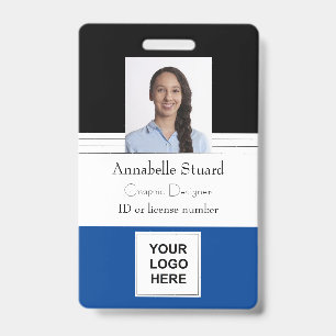 Blue Black Linse Name Foto Mitarbeiter ID Ausweis