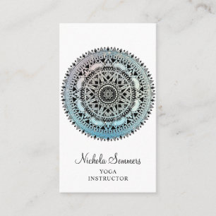 Blue Black Mandala Yoga Instructor Business Card Visitenkarte