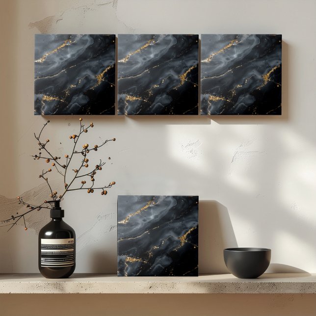 Blue-Black Marble Gold Glitter ID1172a Fliese (Von Creator hochgeladen)