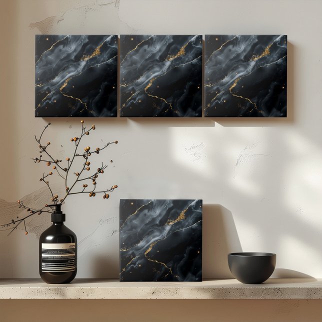 Blue-Black Marble Gold Glitter ID1172c Fliese (Von Creator hochgeladen)