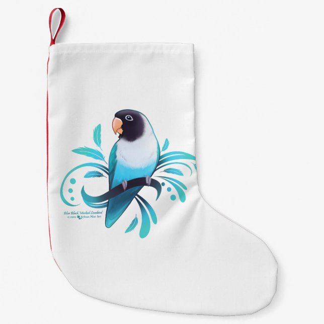 Blue Black Masked Lovebird Kleiner Weihnachtsstrumpf (Vorderseite)