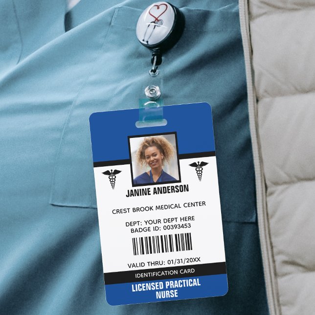 Blue & Black Medical Employee Doctor Nurse ID Ausweis (Blue White & Black Medical Employee Doctor Nurse ID Badge)
