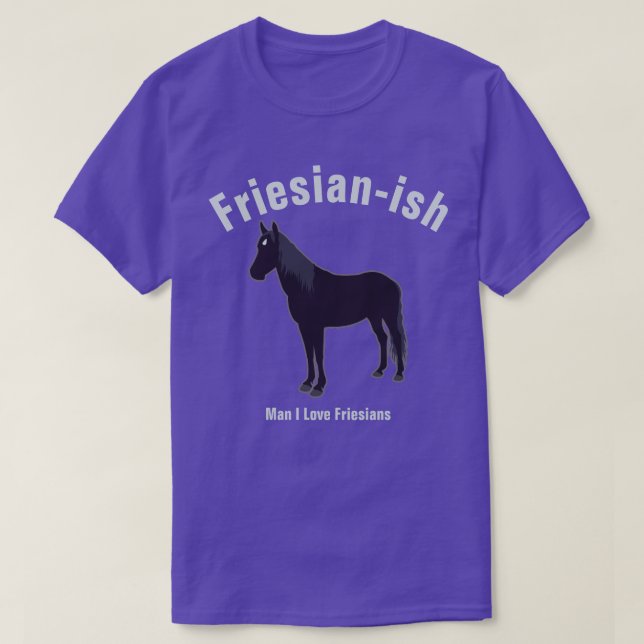Blue Black Minimal Friesian Horse Silhouette T-Shirt (Design vorne)