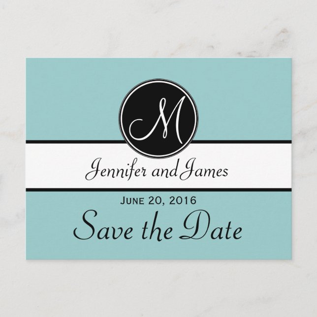 Blue Black Modern Save the Date Postkarten (Vorderseite)