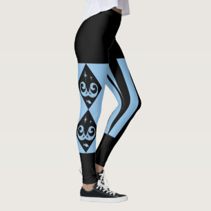 Blue, Black Ocean und Stars Harlequin Design Leggi Leggings