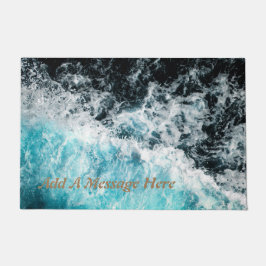 Blue Black Ocean Waves Hawaii Anpassbare Leinwand Fußmatte