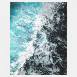 Blue Black Ocean Waves Hawaii Fleecedecke