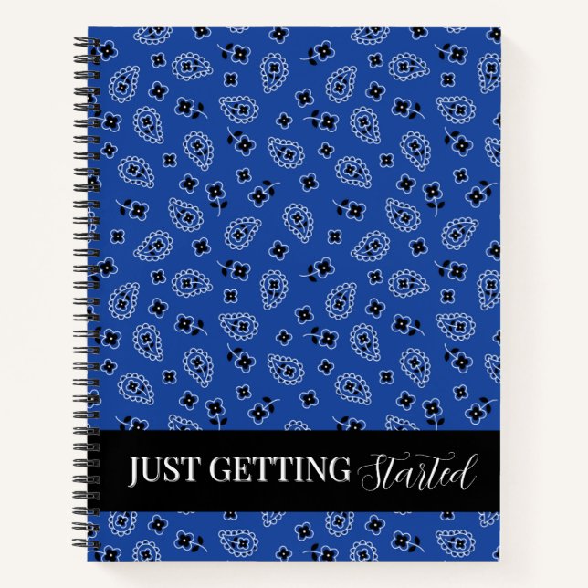 Blue & Black Paisley Spiral Notebook Notizbuch (Vorderseite)