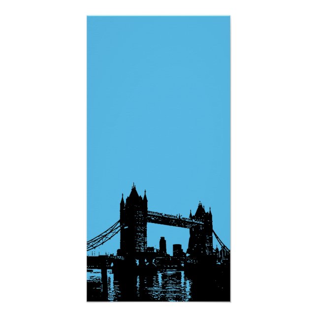 Blue Black Pop Art London Tower Bridge Poster (Vorderseite)