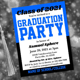 Blue Black School Colors Graduation Einladung