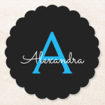 Blue Black Script Giron Monogram Name Untersetzer<br><div class="desc">Untersetzer für einfache,  schwarze und blaue Script-Monogram-Namenspapiere. Dies macht den perfekten Abschluss,  Geburtstag,  Hochzeit,  Brautparty,  Jubiläum,  Babydusche oder Junggeselinnen-Abschied Geschenk für jemanden,  die Lieben glamourösen Luxus und schicke Stile.</div>