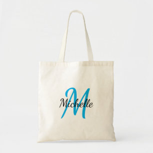 Blue & Black Simple Monogram Classic Trendy Tasche