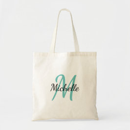 Blue & Black Simple Monogram Classic Trendy Tragetasche