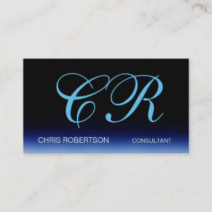 Blue Black Stylish Monogram Business Card Visitenkarte
