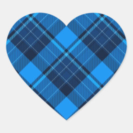 Blue Black Tartan Herz-Aufkleber