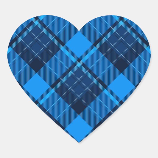 Blue Black Tartan Herz-Aufkleber (Vorderseite)