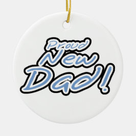 Blue/Black Text Proud New Dad Geschenke Keramikornament