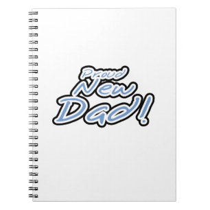 Blue/Black Text Proud New Dad Geschenke Notizblock