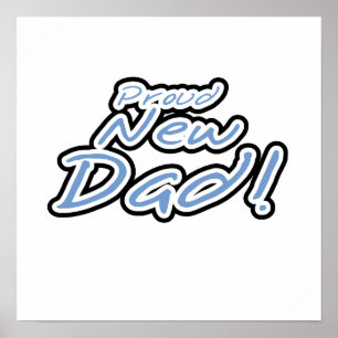 Blue/Black Text Proud New Dad Geschenke Poster