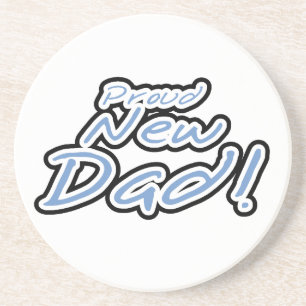 Blue/Black Text Proud New Dad Geschenke Sandstein Untersetzer