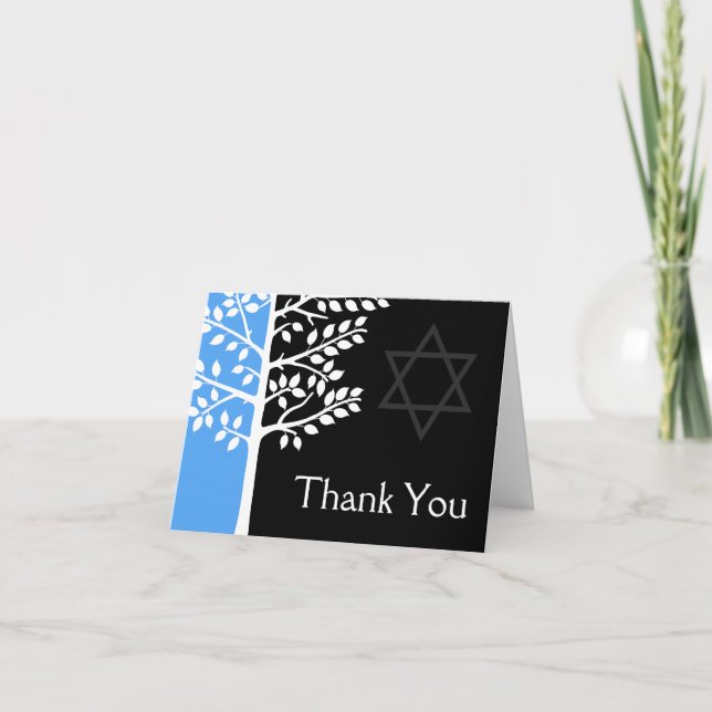 Blue Black Tree of Life Bar Mitzvah Danke (Vorderseite)