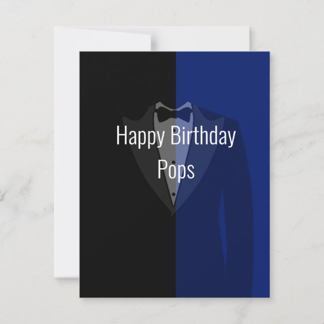 Blue Black Tuxedo Poker Bachelor Party RSVP Karte (Vorderseite)
