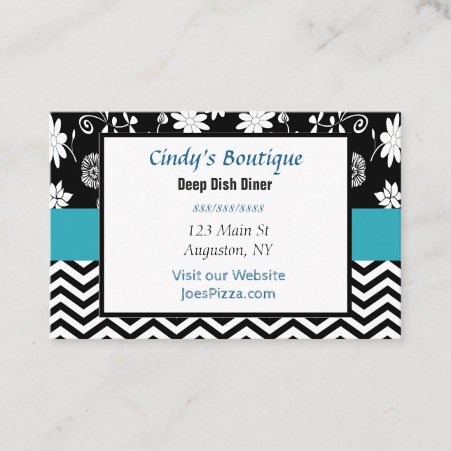 Blue, Black und White Business Card Visitenkarte (Vorderseite)