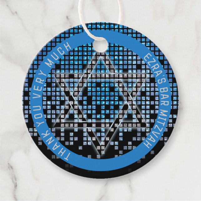 Blue Black Video Game Gamer Bar Mitzvah Geschenkanhänger (Vorderseite)