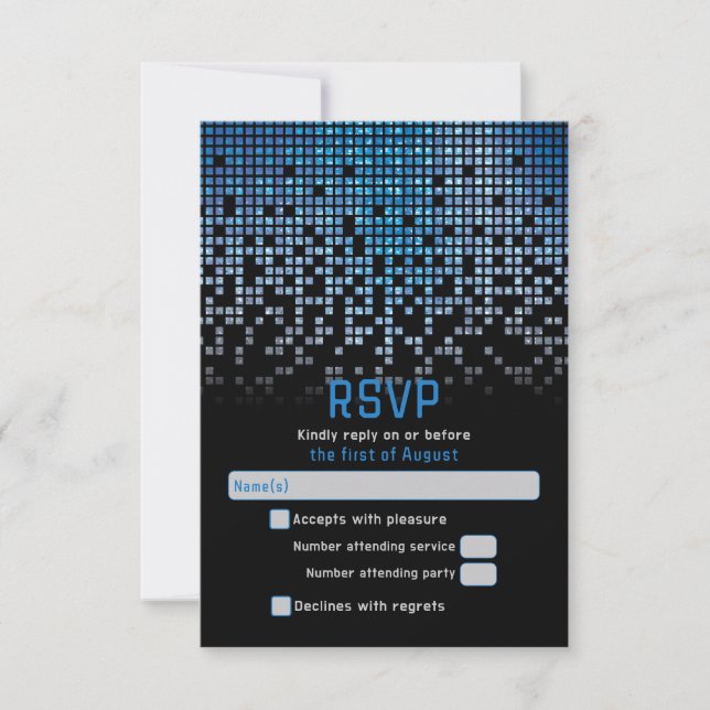 Blue Black Video Game Gamer Bar Mitzvah RSVP Karte (Vorderseite)