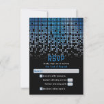 Blue Black Video Game Gamer Bar Mitzvah RSVP Karte<br><div class="desc">Blau, schwarz und grau (grau) reinigende Pixelgamer oder Videospiel Bar Mitzvah UAWG Response Card. Dieses nicht-herkömmliche Gamer-inspiriert Videospiel-Design zeichnet sich durch einen blauen und grauen (grauen) Regen oder eine Kaskadierung digitaler Pixel an der Kartenspitze aus. Die Schriftart sind Techno-Computerstil. Dieses Videospiel Bar Mitzvah UAWG Antwortkarte ist ideal für einen Jungen,...</div>