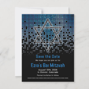 Blue Black Video Game Gamer Bar Mitzvah Save The Date