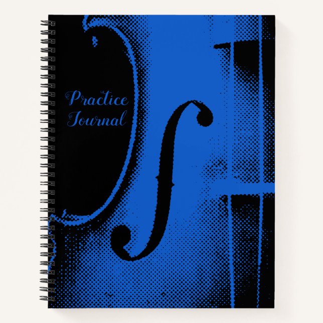 Blue Black Violin Music Lesson Practice Journal Notizbuch (Vorderseite)