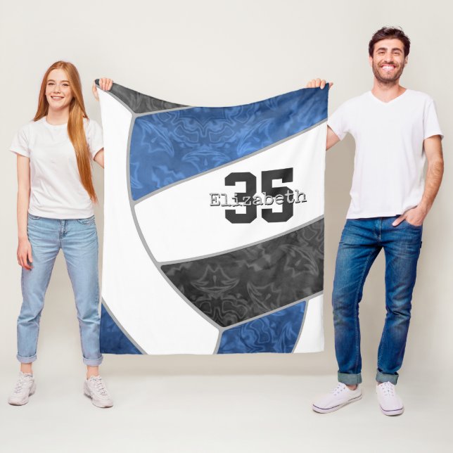 Blue Black Volleyball individuelle Name Jersey Fleecedecke (Beispiel)
