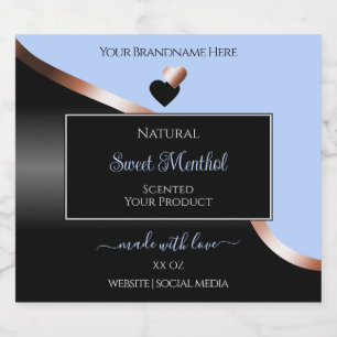 Blue Black Wavy Rose Gold Hearts Produktkennzeichn Alkoholflaschenetikett