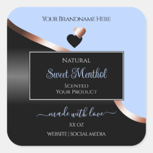 Blue Black Wavy Rose Gold Hearts Produktkennzeichn Quadratischer Aufkleber
