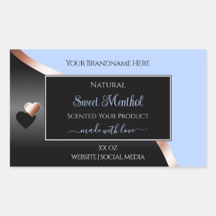 Blue Black Wavy Rose Gold Hearts Produktkennzeichn Rechteckiger Aufkleber