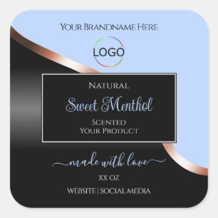 Blue Black Wavy Rose Gold mit Logo-Produktkennzeic Quadratischer Aufkleber