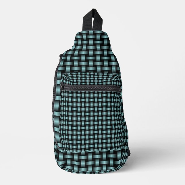 Blue Black Weave Muster Sling Bag (Vorderseite)