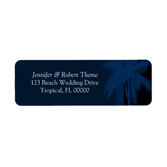 Blue Black Wedding Colors Palm Tree Labels (Vorne)