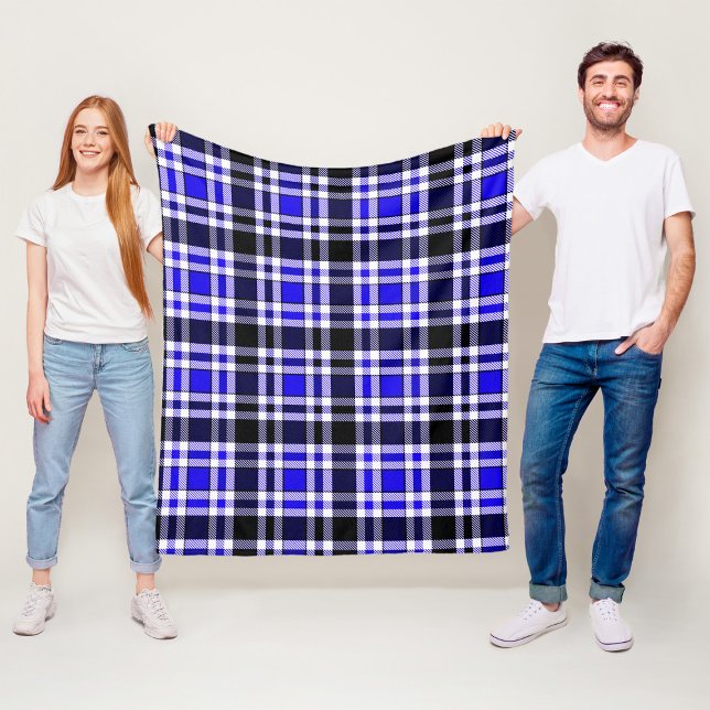 Blue Black White Flannel Tartan Pattern Design  Fleecedecke (Von Creator hochgeladen)