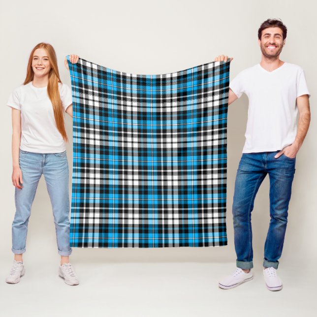 Blue Black White Plaid Tartan Pattern Design  Fleecedecke (Beispiel)