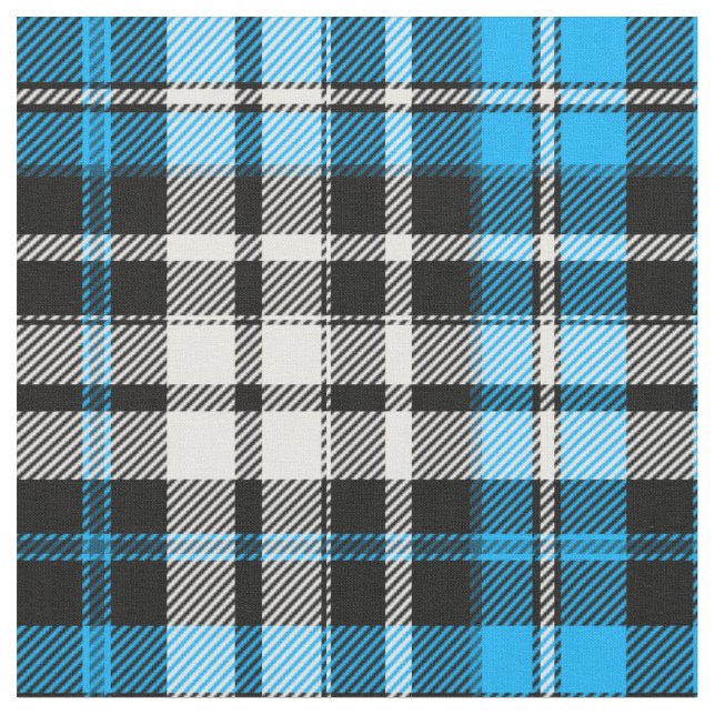 Blue Black White Plaid Tartan Pattern Design  Stoff (Nahaufnahme)