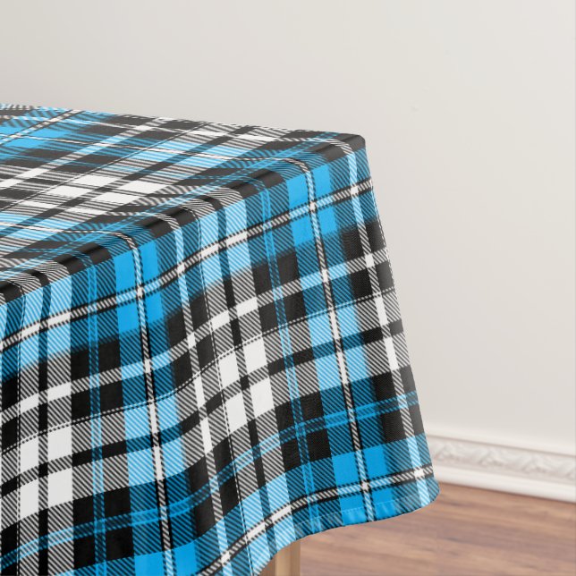 Blue Black White Plaid Tartan Pattern Design  Tischdecke (Beispiel)