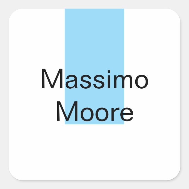 Blue Black White Plain Elegant Own Name Quadratischer Aufkleber (Vorderseite)