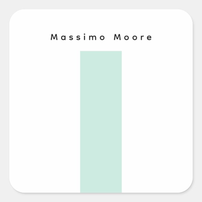 Blue Black White Plain Elegant Own Name Quadratischer Aufkleber (Vorderseite)