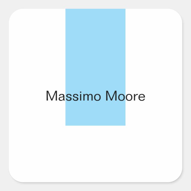 Blue Black White Plain Elegant Own Name Quadratischer Aufkleber (Vorderseite)