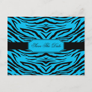 Blue Black Zebra Save the Date Ankündigungspostkarte