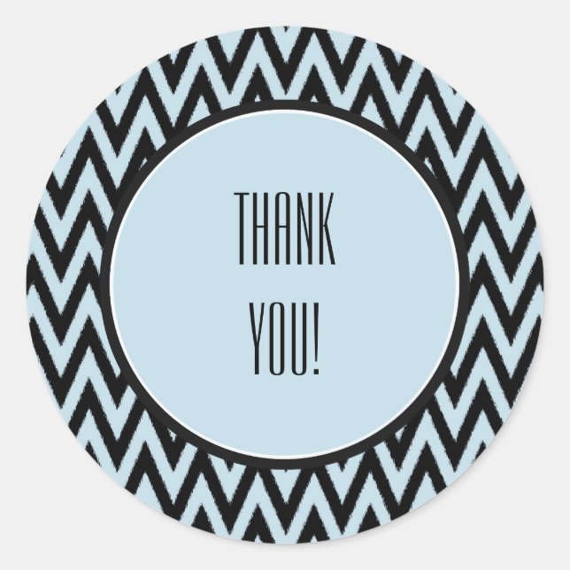 Blue Black Zickzack Runder Aufkleber (Vorderseite)